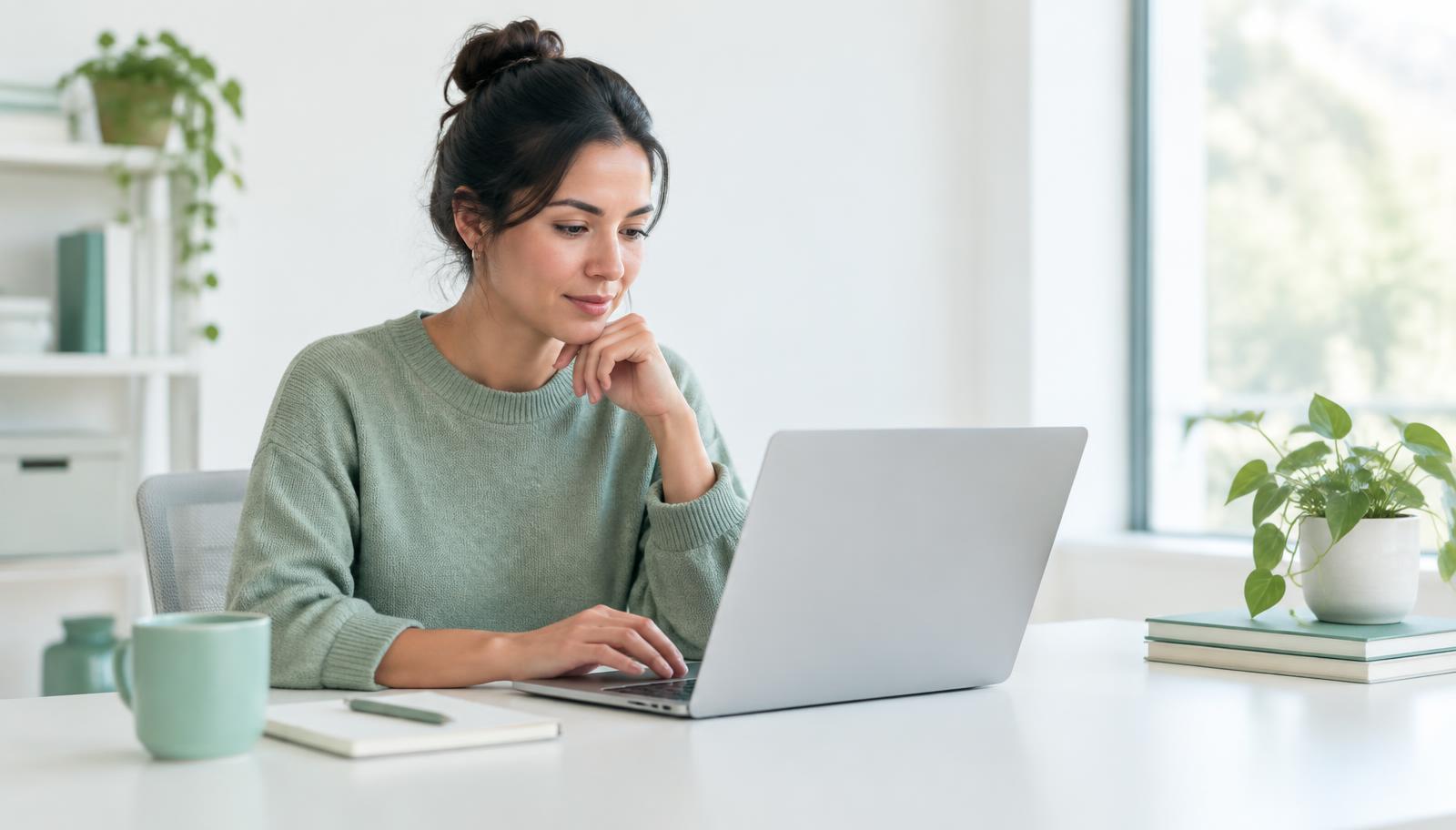 Workshop owner planning operations with connected green workflow graphics